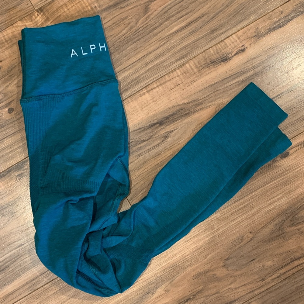 Women's Alphalete Aero OG Revival Ruched High Waist Teal Green Leggings S